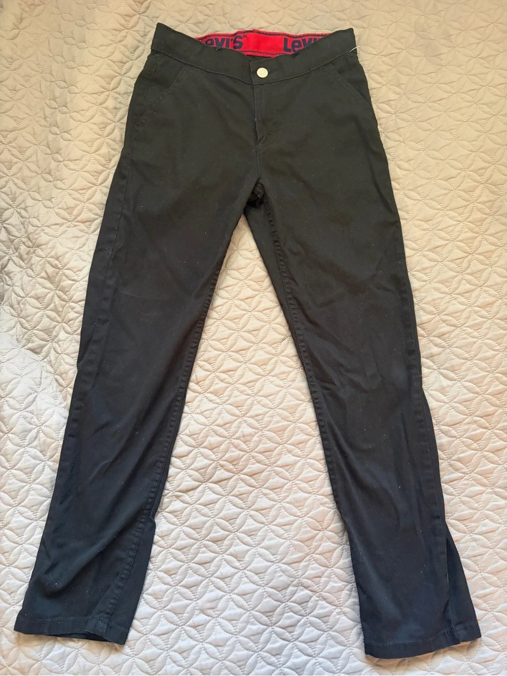 Levi's Kids Black 502 12 Regular Jeans with Red Waistband Accent